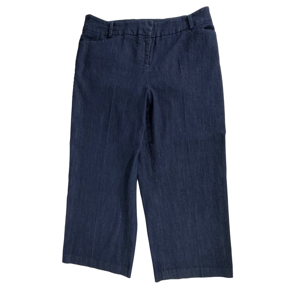 Eloquii Wide Leg Crop Pants Size‎ 14 (36x25) Dark Wash Indigo Denim READ